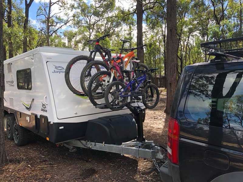 Bicycle Carrier for a Jayco and Land Rover Discovery